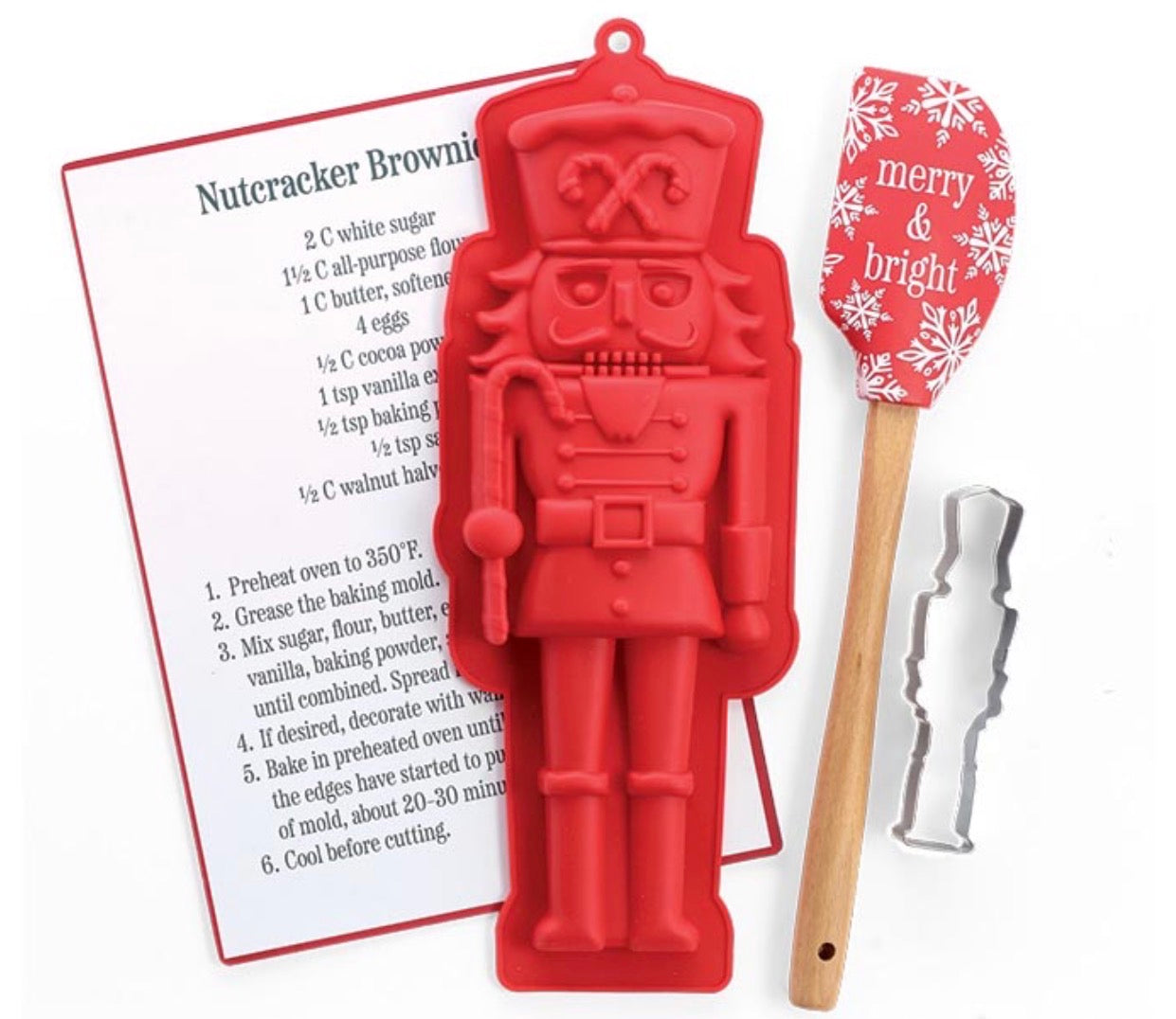 Burton+Burton Nutcracker-themed bakeware gift set with 12-inch and 4.25-inch items for Christmas baking displays.