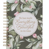 Green wreath spiral journal with gold foil accents and scripture pages by Christian Art Gifts, featuring a decorative cover design.