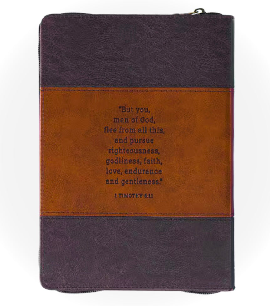 Christian Art Gifts Man of God faux leather journal with gold accents and scripture pages, featuring a durable leather cover and religious design.