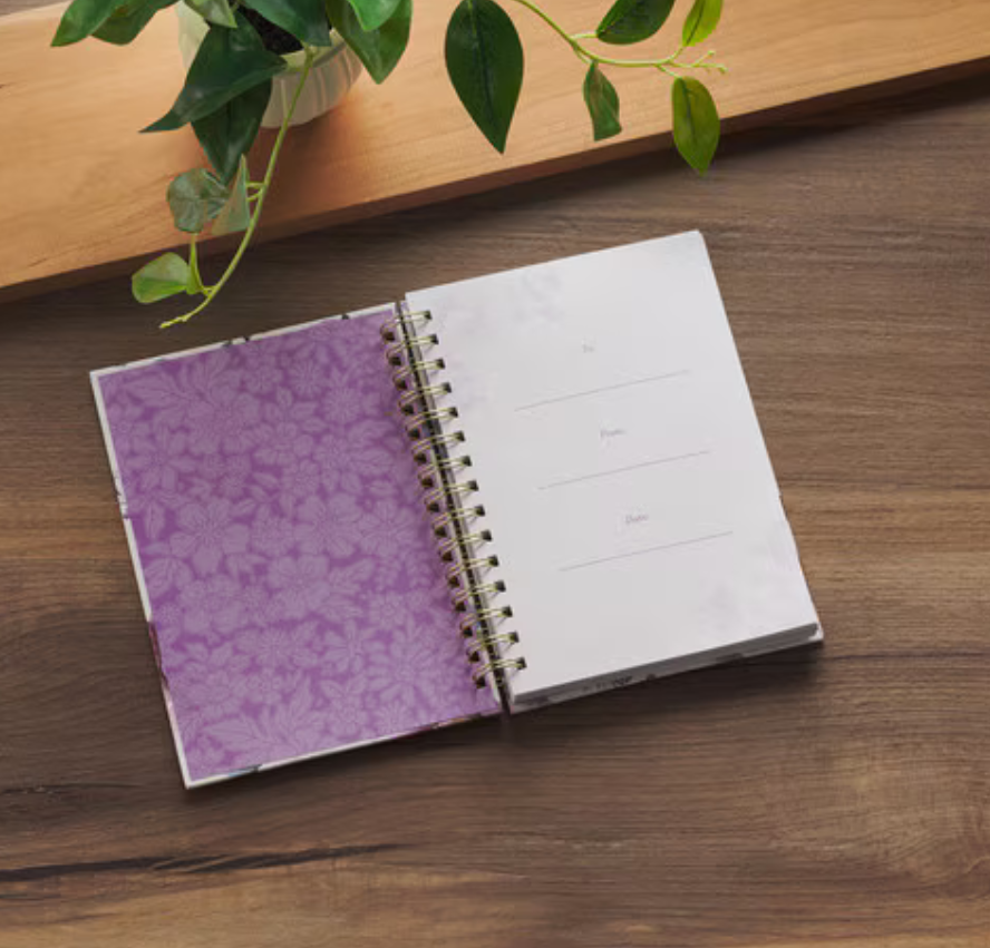 Strength and Dignity purple rose spiral journal by Christian Art Gifts, hardcover notebook with Proverbs quote, ideal for women and friends.