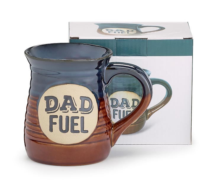 Hand-painted porcelain Dad Fuel coffee mug by Burton+Burton, 14 fl oz drinkware with bold design and comfortable handle.