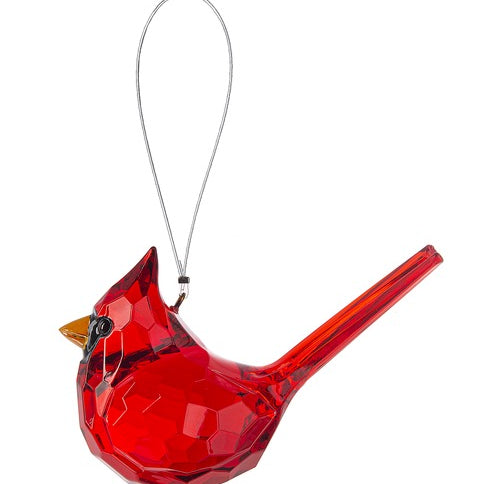 Elegant acrylic cardinal Christmas ornament by GANZ, memorial keepsake, featuring a detailed red cardinal design for holiday decor.