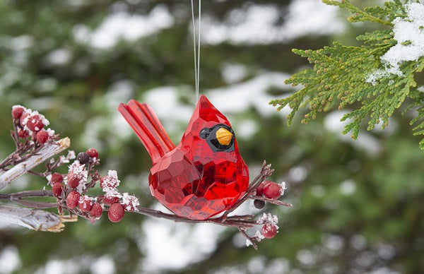 Elegant acrylic cardinal Christmas ornament by GANZ, detailed memorial keepsake for holiday decor.