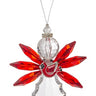 Double-sided GANZ angel holding a cardinal Christmas ornament, 4.5 inches tall, festive holiday decor with detailed angel and bird design.