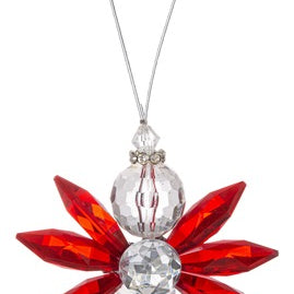 Double-sided GANZ angel holding a cardinal Christmas ornament, 4.5 inches tall, festive holiday decor for seasonal decorating.