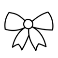 Black line drawing of a bow on a white background
