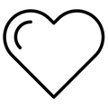 Black heart outline on a white background